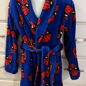 Spider-Man Kids Robe Blue W/Spidy’s Face SUPER SOFT Size: 5